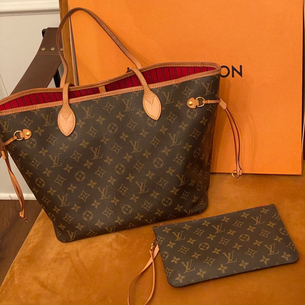 Authentic Louis Vuitton Neverfull MM Peony